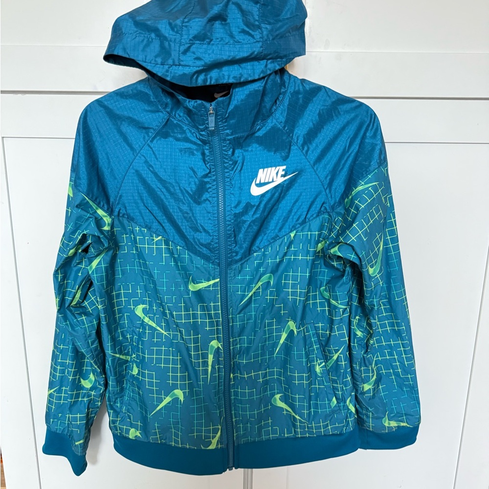Nike Kids Teal and Lime windbreaker large